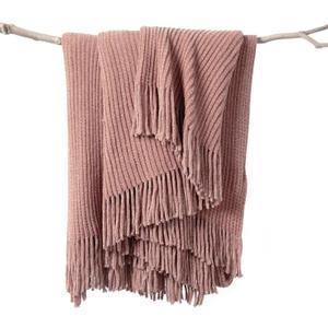 lifein Pink Throw Blanket for Couch, Soft Boho Decor Bed Throw,Cozy Chenille Knitted Small Farmhouse Lightweight Throw (Pink,50 * 60")