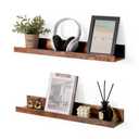 Muzilife 24" Wood Floating Shelves Wall Shelf with Lip, 2Pcs, Brown