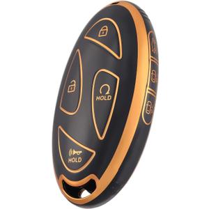 for Hyundai Key Fob Cover, Soft TPU Protection Key Fob Case Compatible with 2023 2024 Hyundai Ioniq 6 Grandeur GN7 KONA Sonata Elantra 7 Buttons Smart Key Accessories (Gold Black)