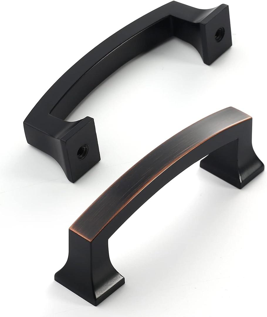 Amerdeco 10 Pack Oil Rubbed Bronze 3 Inch(76mm) Hole Centers Kitchen Cabinet Pulls Cabinet Hardware Kitchen Handles for Cabinets Cupboard Handles Drawer Pulls ZH0009ORB (3"/76MM Hole Center)