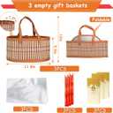 3 Set Baskets for Gifts Empty, Large Woven Bamboo Gift Basket Kit with Handles, Sturdy Empty Gift Baskets to Fill for Mothers Day, Birthday Party Wrapping Gift -3 Cellophane Wrap Bags
