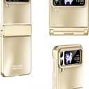 Ultra-Thin Galaxy Z Flip 4 Case, Luxury Perfect Frosted Plating Hinge Protection Hard PC Cover, Finish Anti-Scratch Shockproof Lightweight Protective Case for Samsung Galaxy Z Flip 4 5G, Gold