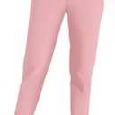 Medical Scrub Pants for Women, Jogger Pants with 6 Pockets, Soft Womens Scrubs Pant Drawstring Mid-Rise Cargo Pants (Pink, L)