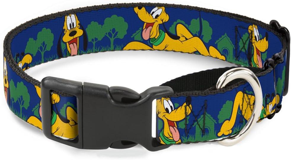 Dog Collar Martingale Pluto 4 Poses Landscape Blue Green 15 to 26 Inches 1.0 Inch Wide (Multicolor)