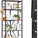 VEVOR 5-Tier Foldable Storage Shelf, 28W x 13D x 66H Inch Folding Metal Rack Shelving Unit, No Assembly Organizer Shelf with 5 Wheels & 4 Hooks for Pantry, Kitchen, Garage, Basement, Black
