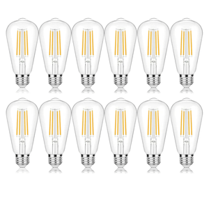 Vintage LED Edison Bulbs 60 Watt Equivalent Dimmable 7W ST58 LED Filament Light Bulbs Warm White 3000K Antique Style Lighting High Brightness 800LM E26 Medium Base Clear Glass for Home Office, 12 Pack
