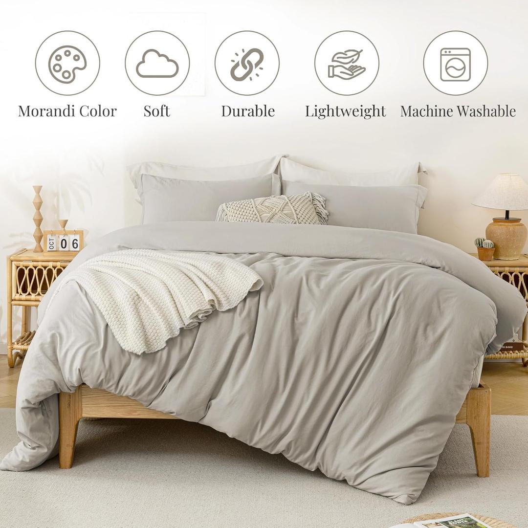 MILDLY Duvet Cover Set Morandi Color 3 Pcs KING Gray