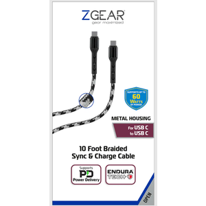 ZGEAR 10ft Enduratech USB-C To USB-C And ZGEAR 45W Wall Charger Dual C.