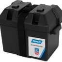 Camco Large Battery Box with Straps and Hardware - Group 27, 30, 31 |Safely Stores RV, Automotive, and Marine Batteries | Measures Inside 7-1/4" x 13-1/4" x 8-5/8" | (55373), Black