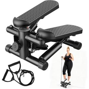 Stair Stepper with Resistance Bands for Home Exercise, Mini Stepper Machine for Indoor Fitness, Portable Home Gym Stepper for Full Body Workout, 300LBS Capacity (11.8"x11.2"x12.8")