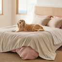 Bedsure Waterproof Blanket for Bed - Sherpa Fleece Waterproof Dog Blankets for Large Dogs, Pet Blankets for Bed/Couch/Dog Crate, Soft Plush Reversible Furniture Protector, Queen Size, 90"x86", Cream