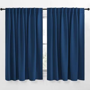 NICETOWN Blackout Curtain Panels Window Draperies - (Moroccan Blue Color) 70x63 inch, 2 Pieces, Rod Pocket & Back Tab Insulating Room Darkening Blackout Drapes for Bedroom