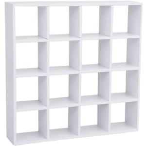 1:12 Scale Dollhouse Miniature White Wooden 16 Grid Storage Rack Shelf Exquisite Doll House Furniture Decor Organizer for Mini Figurines Cosmetics Sundries DIY Scene Layout