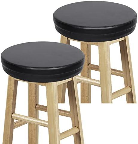 Shinnwa Bar Stool Cushion 1 PackRound Foam Padded Seat Cushions Waterproof Leather Bar Stool Covers with Elastic and Non Slip Bottom 12 Inch Black