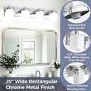 29 Inches Bathroom Vanity Light, 4-Light Chrome Bathroom Light Fixtures Over Mirror, Bathroom Light Shower Lamp with Milky White Square Glass Shade, Modern Farmhouse Lighting Fixtures