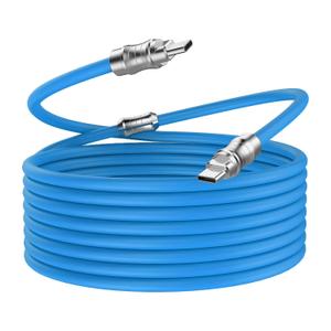WLGQ USB Type C to Type C PD100W Skin-Friendly Silicone Material Fast Charging Cable Metal Plug Shell USB-C Laptop Tablet Phone Universal Charging Cable (Blue 6.6Ft)