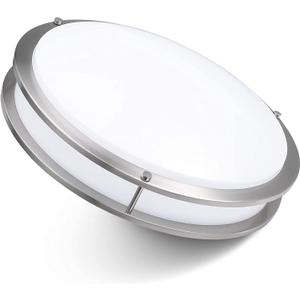 Flush Mount Ceiling Light, Double Ring, Ceiling Light Fixture, Kitchen Light Fixtures, Bedroom Lights, LED Lights, 22W (100W Eq), 1800lm, 2700K, Brushed Nickel, ETL (15", 5 CCT) (2700k | Warm White)