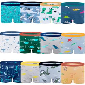 JackLoveBriefs Boys Cotton Boxer Briefs Dinosaur Polar Bear Toddler Kids Underwear 12 Pack (3-5T, Light Gray)