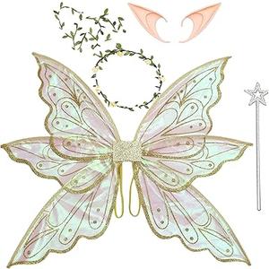 Large Gold Fairy Wings for Adults Dress Up Sparkling Sheer Wings Butterfly Fairy Halloween Costume Angel Wings for Women