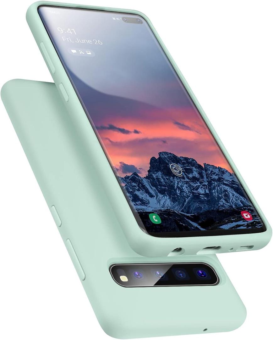Designed for Galaxy S10 5G Case (5G Version ONLY), Liquid Silicone Gel Rubber Shockproof Case Soft Microfiber Cloth Lining Cushion Compatible with Galaxy S10 5G 6.7 inch [2019] - Mint