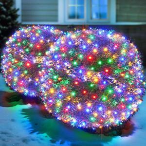 Led Multicolor Christmas Net Lights Outdoor Christmas Bushes Lights 120Led 6ftx5ft, Connectable Outdoor Indoor Mesh Net Lighting for Xmas Holiday, Garden, Lawn, Shrubs, Trees, Bushes Decorations