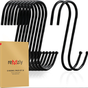 Remzly 30 Pack Black S Hooks for Hanging 3.5 Inch Heavy Duty Durable Metal Hooks Carbon Steel S Shaped Large S Hooks for Hanging Jeans Kitchen Utensils Plants Pot Pan Cups Towels & Bags