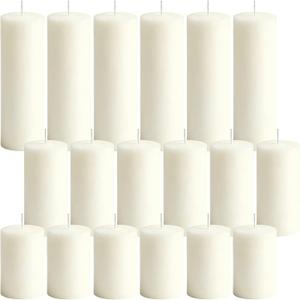 Ivory White Decorative Pillar Candles Bulk Set, 2 x 3/4/6 Inch, 18 Pack Dripless Smokeless Unscented Long Burning Candles for Weddings Engagement Spa Home Party Events Ceremony