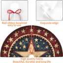 Farmhouse July 4th American Flag Patriotic Star Wooden Christmas Tree Skirt 36 Inch Mat Funny Party Holiday Festive Decor Supplies for Home Occasion Ornament Decorations