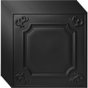 Art3d Drop Ceiling Tiles 24x24,(12-Pack, 48 Sq.ft),Wainscoting Panels Glue Up 2x2, Black