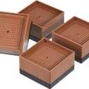 uxcell Bed Risers 4Pcs, 1.5 Inch Furniture Risers Square Adjustable Couch Riser with Non-Slip Mat for Bed Desk Sofa Table Lift Supports Up to 1300Lbs, Brown