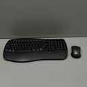 MEETION Ergonomic Keyboard and Mouse Wireless Combo, Wave Keys Natural Typing, 2.4G USB Receiver Wireless Keyboard with Wrist Rest, 4 Adjustable DPI Optical Mouse, Computer/Laptop/Windows/Mac, Black