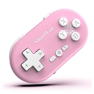 ShanWan Bluetooth Gamepad Keychain Sized Mini Controller for Switch, Windows, Android, iOS & PS4（pink ）