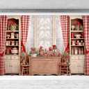 Kate Christmas Photo Backdrop, Xmas Kitchen Background for Photography Christmas Famliy Photo Banner,7x5ft