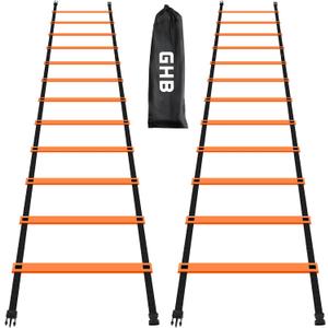 GHB Pro Agility Ladder Agility Training Ladder Speed 12 Rung 20ft with Carrying Bag (Orange-2 Pack)
