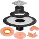 Shower Drain Kit Compatible with Schluter Kerdi System with Integrated Bonding Flange 4" Stainless Steel Square Drain Grate 2" Outlet and Waterproof Corner Seals, Silver