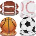 durony 96 Pieces Sports Theme Birthday Party Supplies 9 Inch Disposable Paper Tableware Plates Baseball Plates Basketball Soccer Football Plate for Mixed Sports Ball Party Gameday Decorations