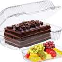 Bakers Pantry cake roll container Clear Hinged Lid disposable 9" x 5 great for Loaf Deep Cookies plastic containers disposable donut cookie sandwich clamshell containers for food (Pack of 50)