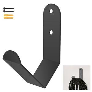 Yuleimy Wall Mounted Battle Ropes Hook, Heavy Duty Black Steel Battle Rope Storage Hanger for Home/Commercial Gym, Garage, Secure Installation & Easy Mount, 1 Pack
