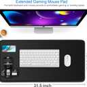 Large Gaming Mouse Pad, 31.5x15.7 inch Large Extended Computer Keyboard Mouse Mat, Water Resist Non-Slip Mousepad Rubber Base Long XXL Desk Mouse Pad for Work & Gaming, Office & Home, Black, 31.5L x 15.7W inches