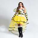 Women's Halloween Bee Costume Bee Queen Cosplay Dress, Wings, Headband, and Arm Sleeve Party Fancy Dress No size