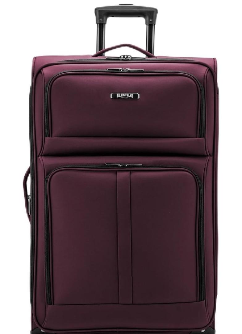 U.S. Traveler Anzio Softside Expandable Luggage with Spinner Wheels, Burgundy, Large