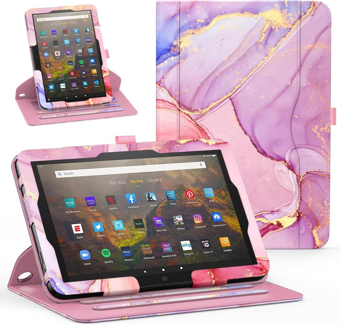 Tablet Case for All New 10 & 10 Plus, 360 Degree Rotating Stand Cover with Auto Sleep/Wake & Pencil Holder, Marble Rose Gold Tablet Case for All New 10 & 10 Plus, 360 Degree Rotating Stand Cover with Auto Sleep/Wake & Pencil Holder, Marble Rose Gold