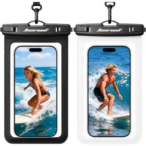 Hiearcool Universal Waterproof Phone Pouch,Underwater Dry Bag for iPhone 17 16 15 14 13 Pro Max XS Plus up to 8.3",IPX8 Cell Phone Case for Cruise Travel Essentials-Black&Clear-2Pack