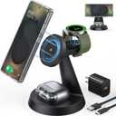 Magnetic Wireless Charger for Samsung, 3 in 1 Charging Station Compatible with MagSafe Samsung Charger for Galaxy S25 Ultra S24 Z Fold7/Flip7, Watch Charger Stand for Galaxy Watch Ultra 8 7, for Buds (BLACK)