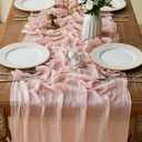 Blush Pink Cheesecloth Table Runner 35x120 Inch Rustic Cheese Cloth Spring Table Runner for Wedding Party Baby Bridal Shower Decoration Home Decorations (Blush Pink, 1 Pack)