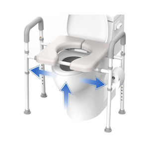 Raised Toilet Seat with Handles - Width & Height AdjustableToilet Seat Risers for Seniors, Heavy Duty Handicap Toilet Seat Riser, Fit Any Toilet, Up to 400lbs