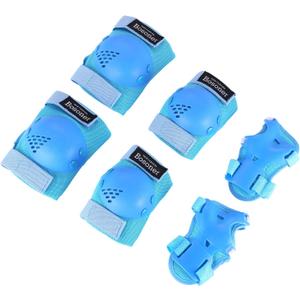 BOSONER Kids/Youth Knee Pads Elbow Pads Wrist Guards Set for 3-15 Years, Child Protective Gear Set for Roller Skates, Cycling, BMX Bike, Skateboard, Inline Skating, Scooter Riding Sports (Blue)