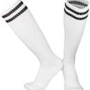 Kids-Soccer-Socks Knee-High-Football-Socks 2 Pairs Sports Tube Sock for Youth Boys Girls Ages 6-12 (White)