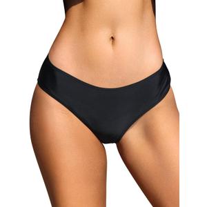 SHEKINI Women's Mid-Waist Bikini Bottom Cheeky U-Shaped Bathing Suit Bottom (Black - U-Shaped Style, Small) SHEKINI Women's Mid-Waist Bikini Bottom Cheeky U-Shaped Bathing Suit Bottom (Black - U-Shaped Style, Small)