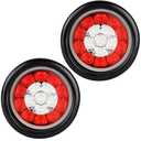 RUNBAITOO 4 Inch Round 16LED Red White LED Trailer Tail Lights - Stop Turn Tail Brake Running Reverse Lights with Flush Mount Rubber Grommets, Waterproof for RV Trailer Trucks (2Pack)